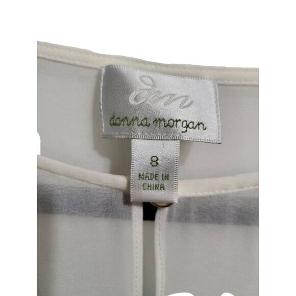 Donna Morgan‎ multi-colored dress with sheer neck and sleeves - Picture 5 of 6